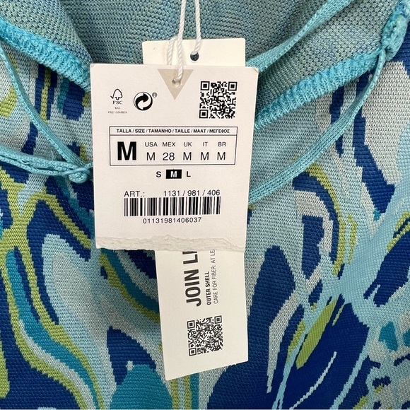 NEW Zara CUT OUT JACQUARD PRINT KNIT DRESS Adjustable Tie Strap SZ M - Picture 10 of 11